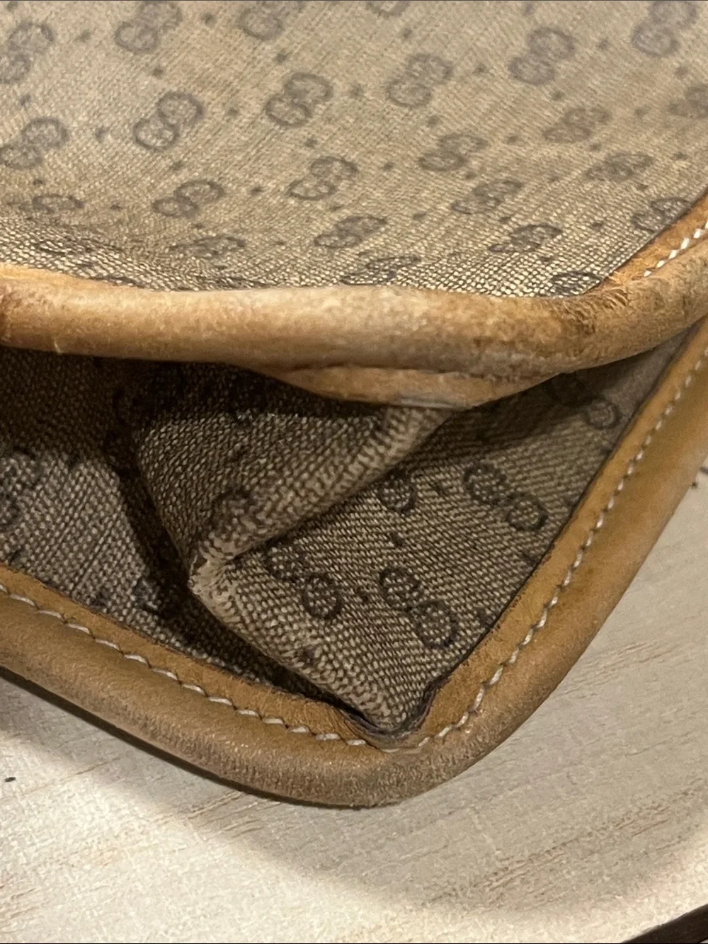 Gucci Vintage Micro GG Supreme PVC Clutch/ Document Sleeve w/ Leather Trim